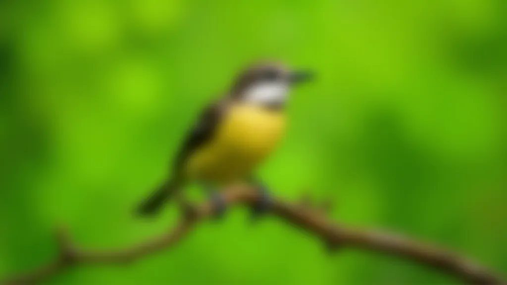 Bird perched on a branch among green foliage with sunlight filtering through leaves